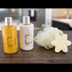 BRUBAKER Cosmetics 4-Piece Bath Gift Set Pyramid Gold NWT